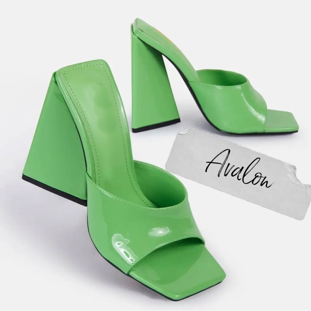 Bright Green vegan leather sandal.